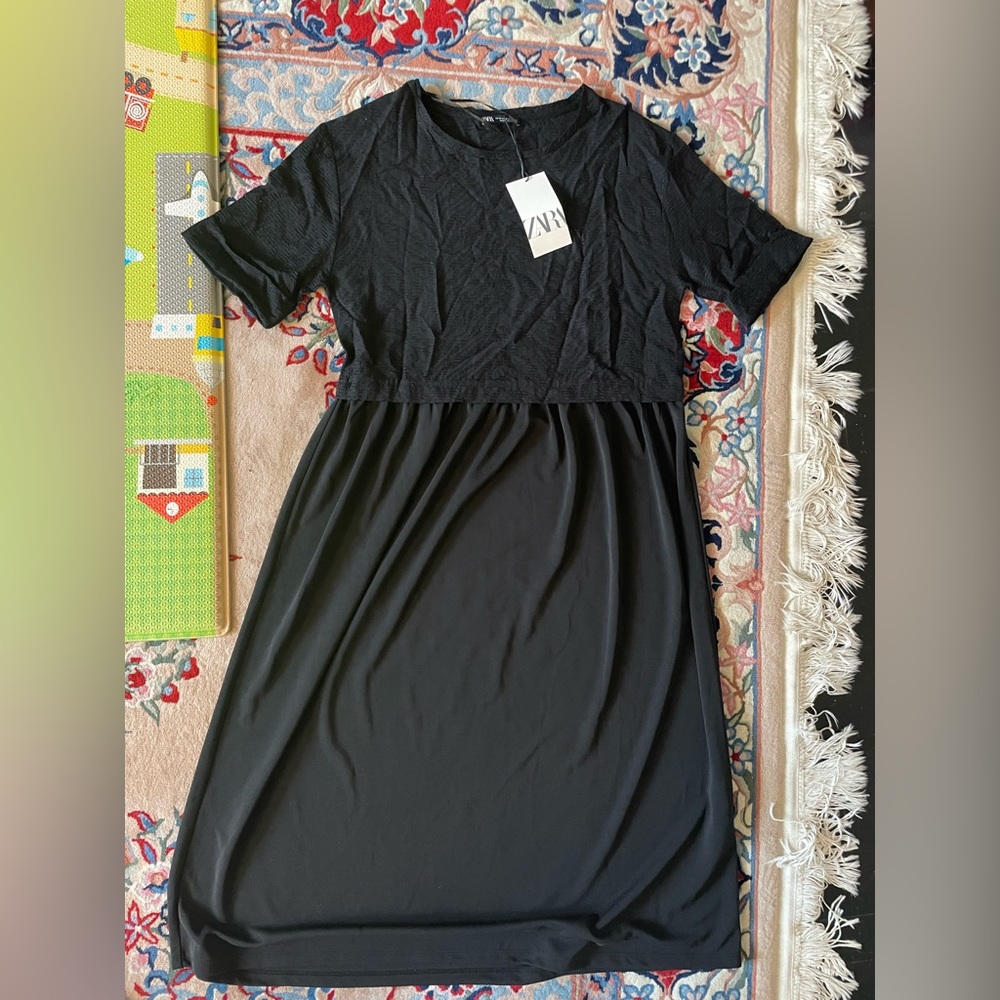 ZARA short sleeve black dress